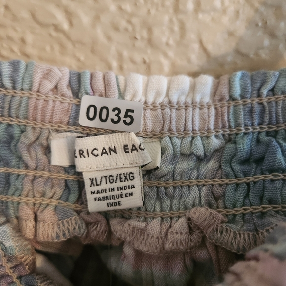 American Eagle Plaid Cropped Baby Doll Tank Top XL Cottage Core - Picture 7 of 7